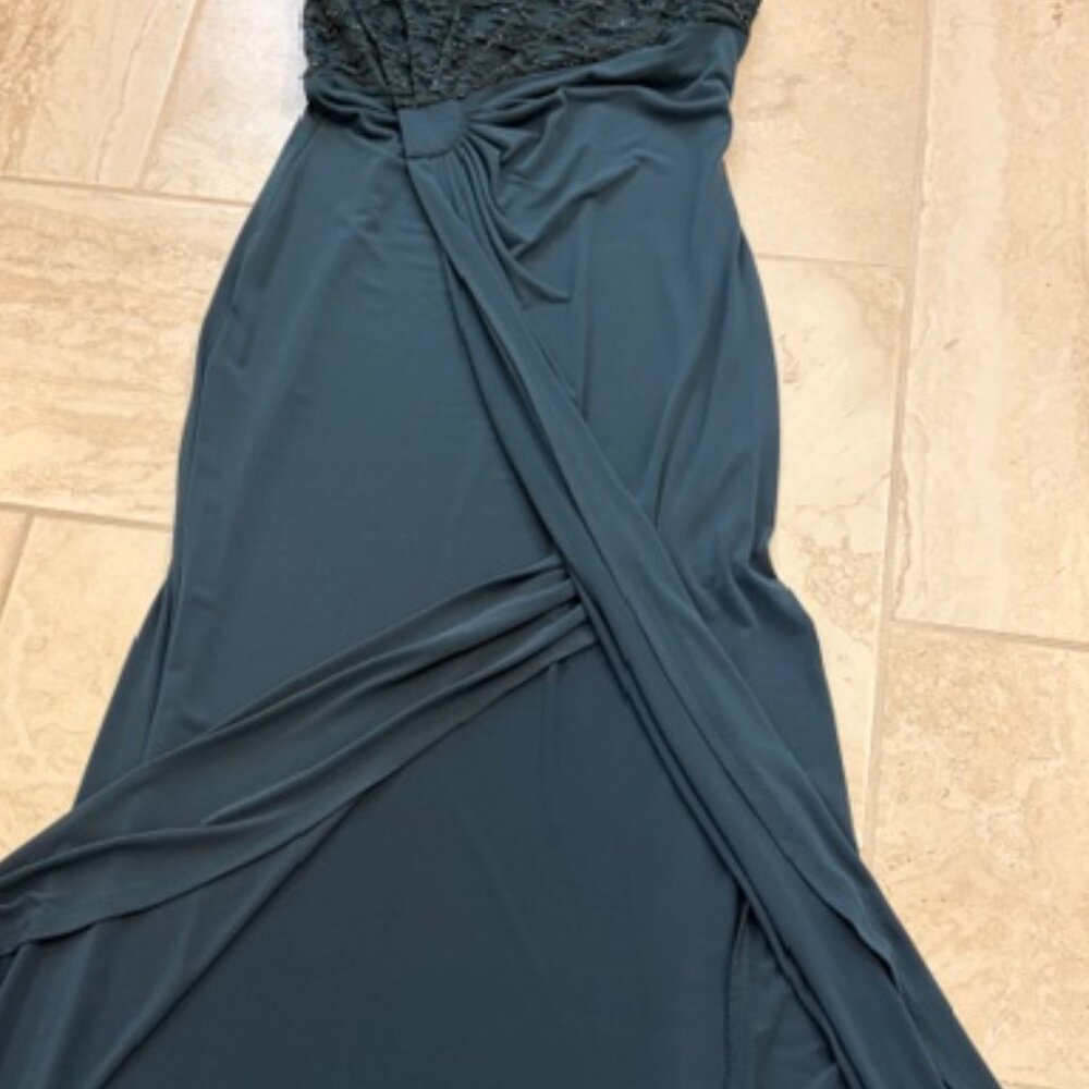 Connected Apparel Dk Green Embellished Evening Gown Size 4 Elegant Gala Formal - Picture 9 of 10